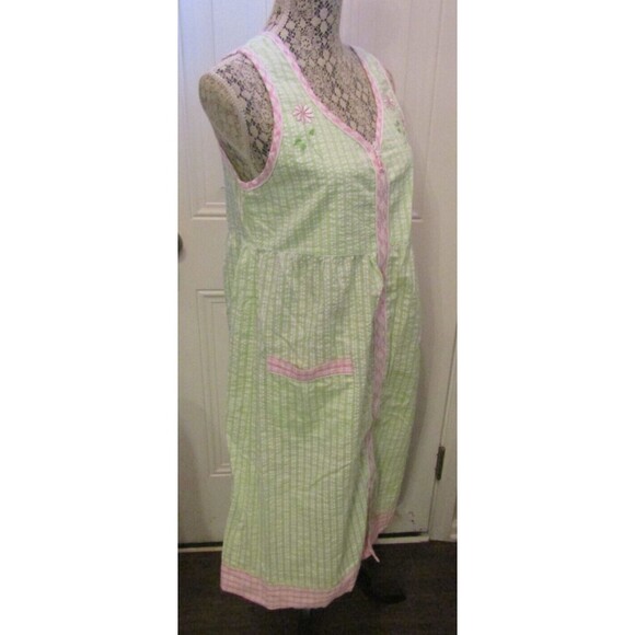 Secret Treasures Sleepwear Zip Duster Apple Green Gingham Pink Trim NWT Size M - Picture 5 of 7